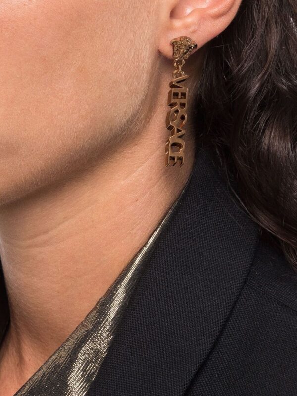 Versace  logo drop earrings - Image 2