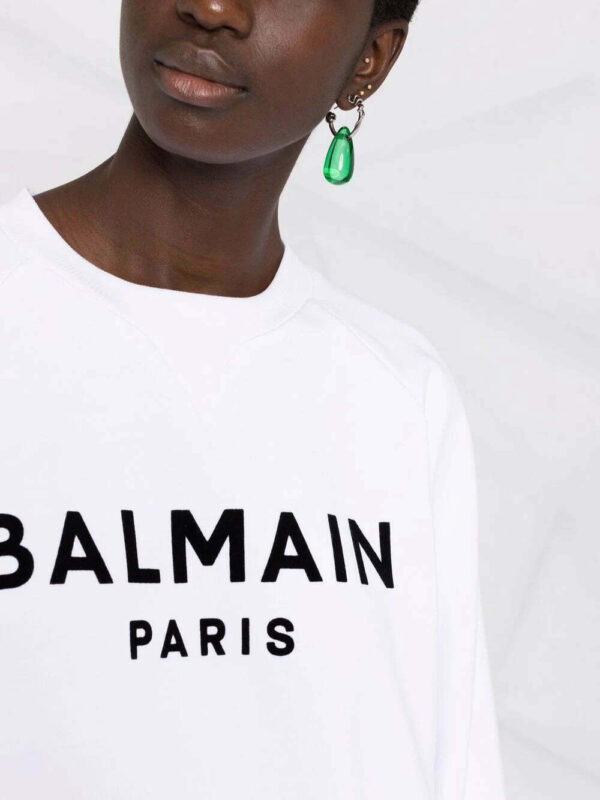 Balmain  flocked logo-print raglan-sleeve sweatshirt - Image 3