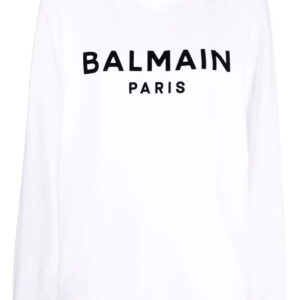 Balmain  flocked logo-print raglan-sleeve sweatshirt