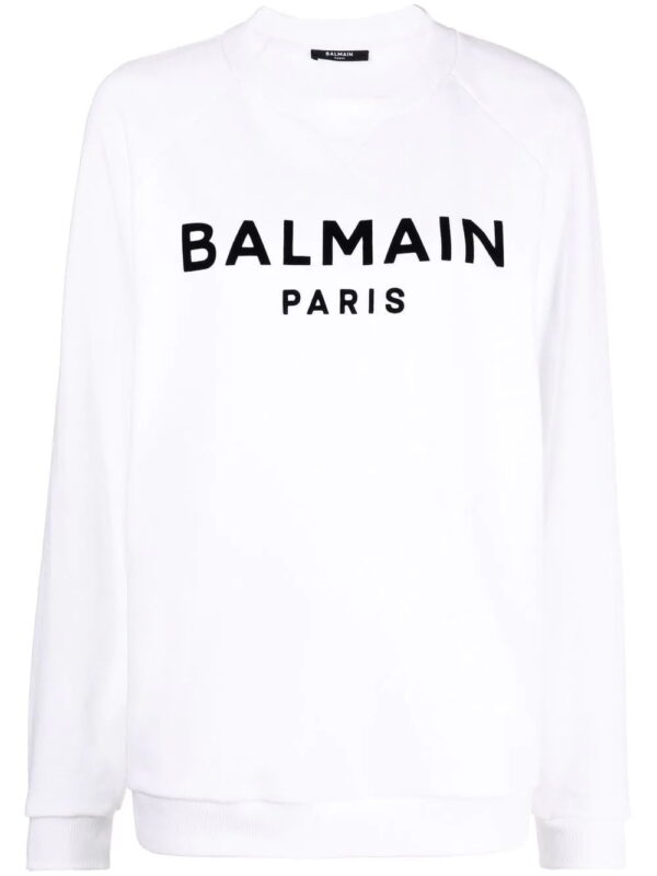 Balmain  flocked logo-print raglan-sleeve sweatshirt