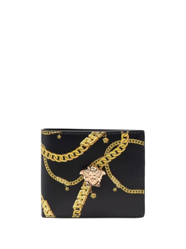 Versace  chain-print leather wallet