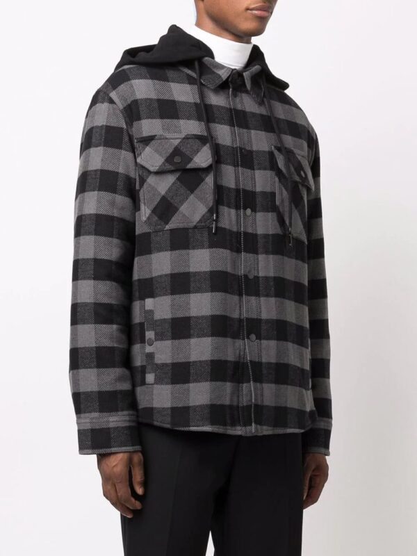 Off-white checked hooded shirt - Image 3