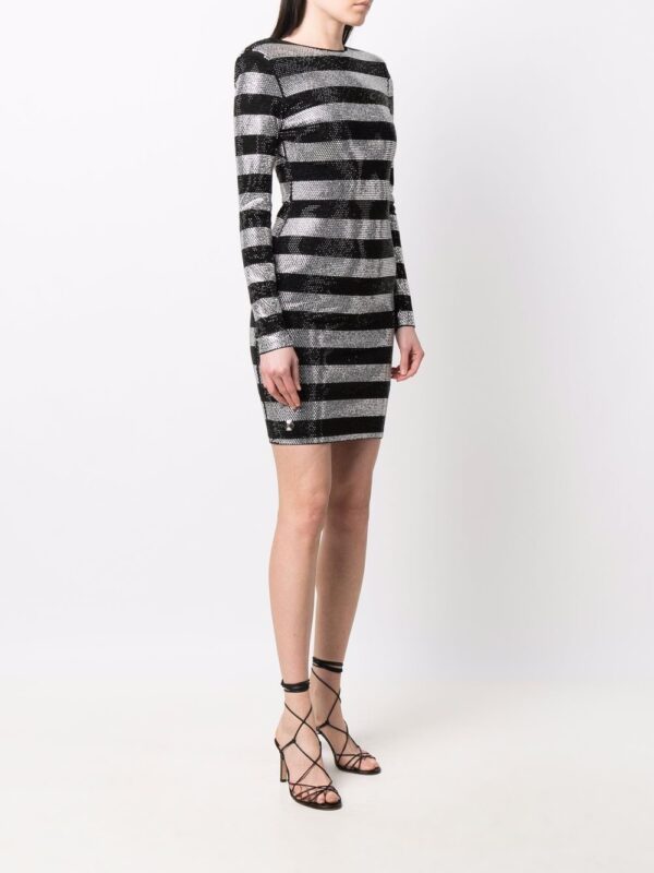 Philipp Plein crystal-stripes fitted mini dress - Image 3
