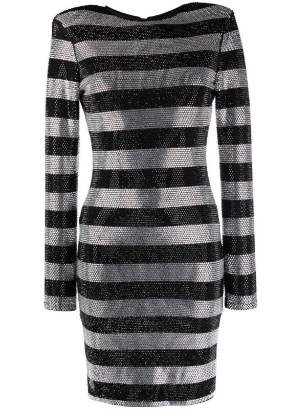 Philipp Plein crystal-stripes fitted mini dress