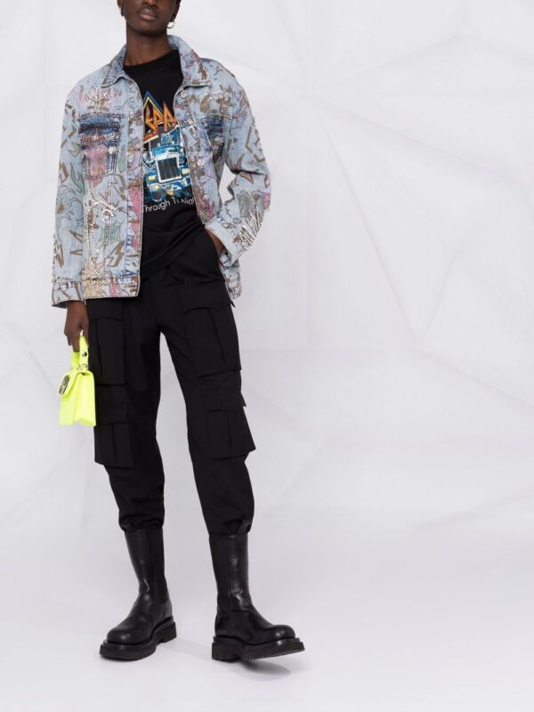 Philipp Plein  monogram tattoo-print oversize denim jacket - Image 2