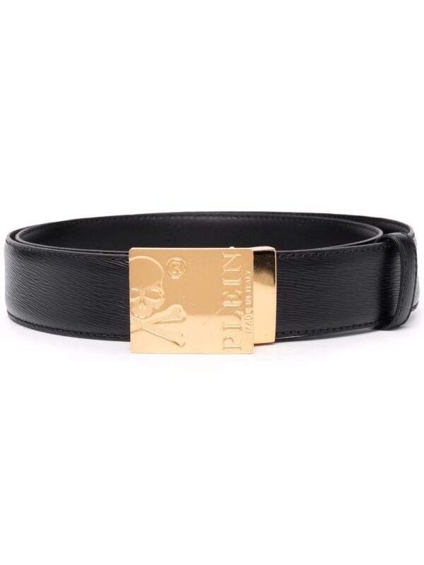 Louis Vuitton Skull-logo engraved buckle belt