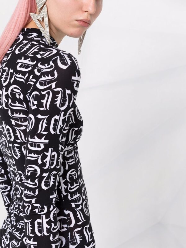 Philipp Plein gothic logo-print jersey dress - Image 5