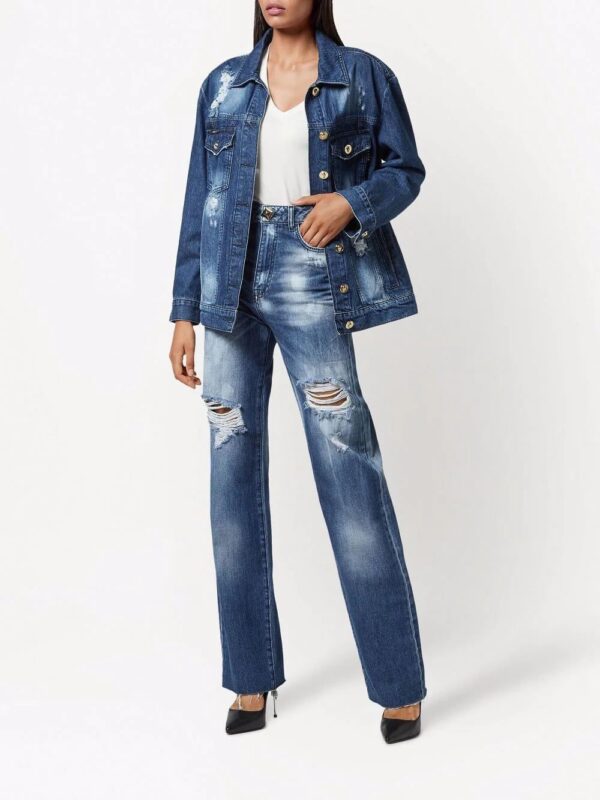 Philipp Plein  distressed embossed-button denim jacket - Image 2