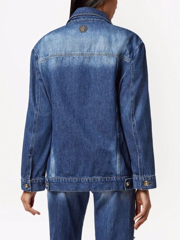 Philipp Plein  distressed embossed-button denim jacket - Image 4