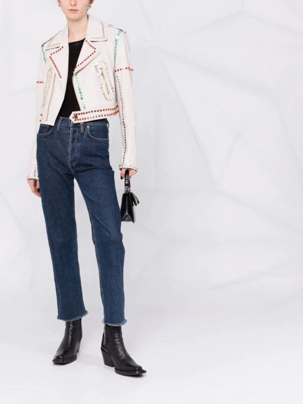 Philipp Plein  crystal-trim studded cropped biker jacket - Image 2