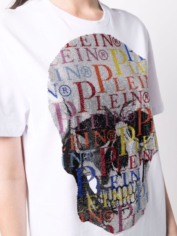 Philipp Plein Skull rhinestone logo T-shirt dress - Image 3