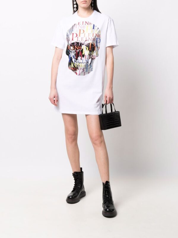 Philipp Plein Skull rhinestone logo T-shirt dress - Image 2