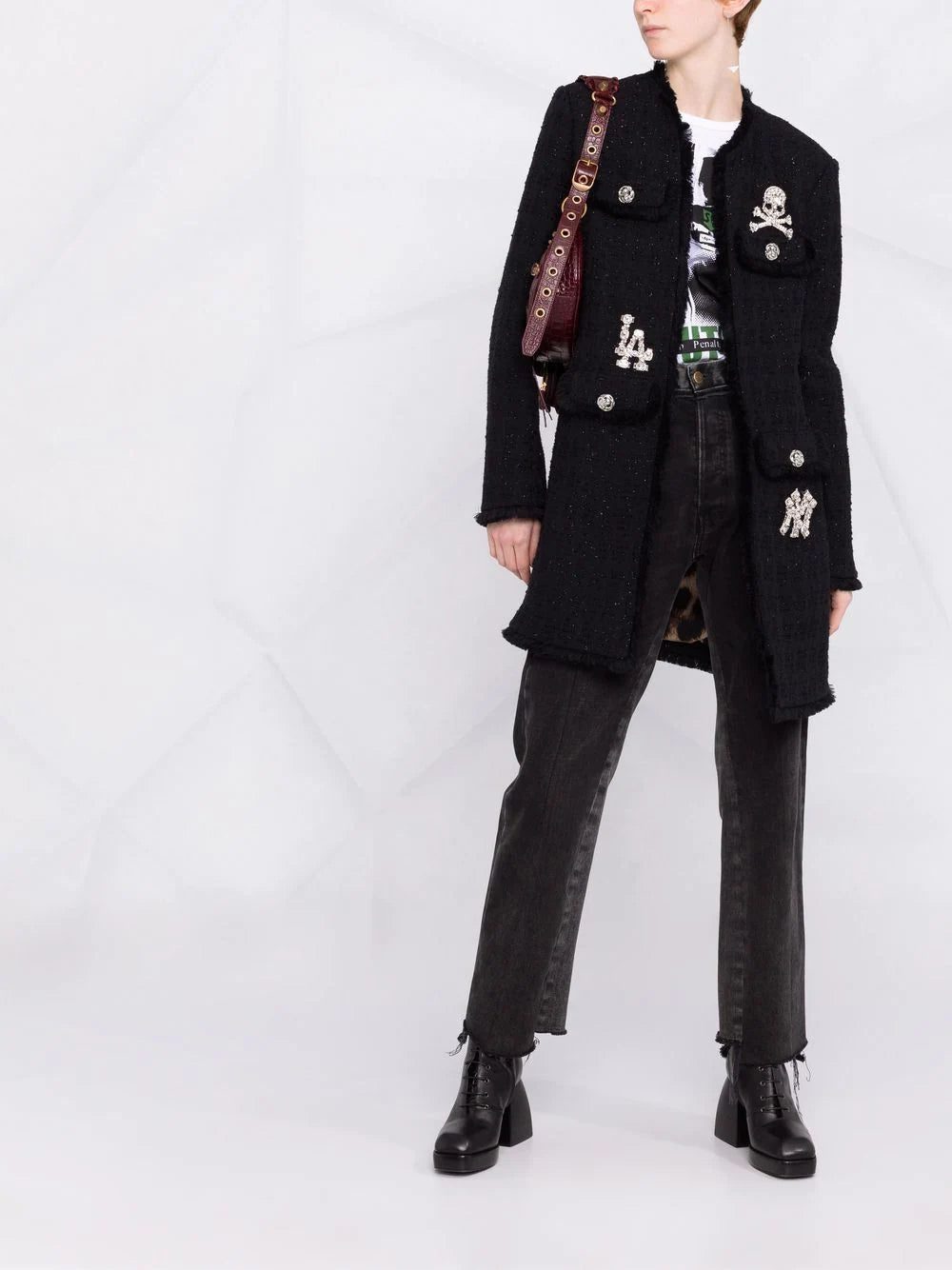 Philipp Plein brooch-embellished tweed blazer - Image 2