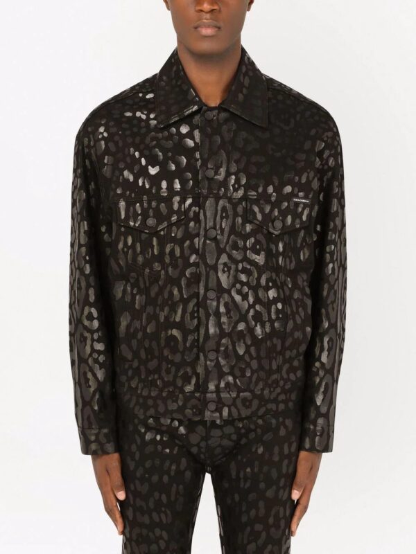 Dolce & Gabbana  leopard-print denim jacket - Image 3