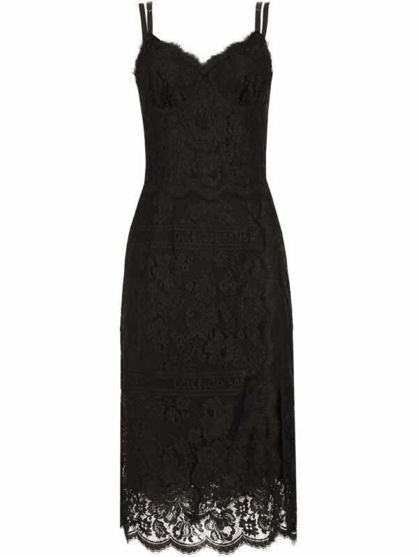 Dolce & Gabbana scallop-hem lace midi dress