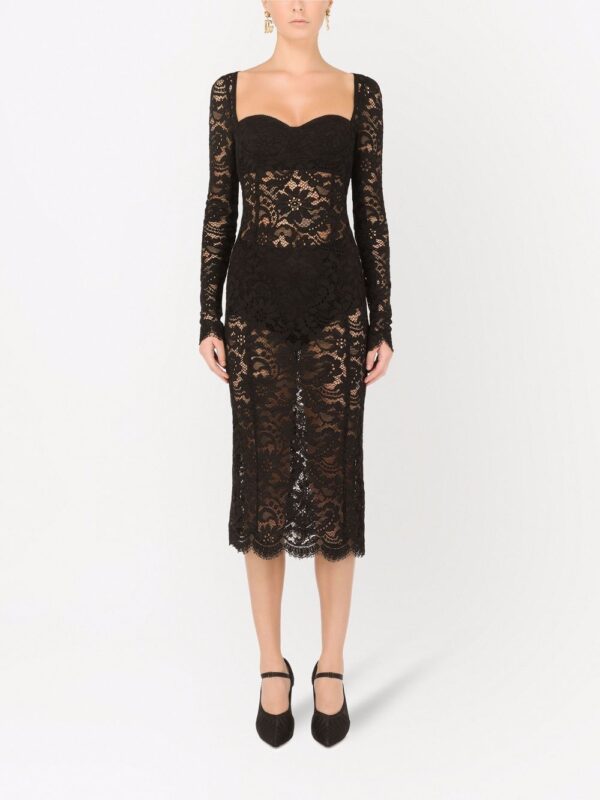 Dolce & Gabbana scallop-hem lace midi dress - Image 4