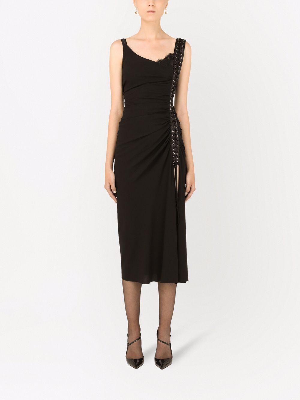 Dolce & Gabbana lace-up sleeveless midi dress - Image 3