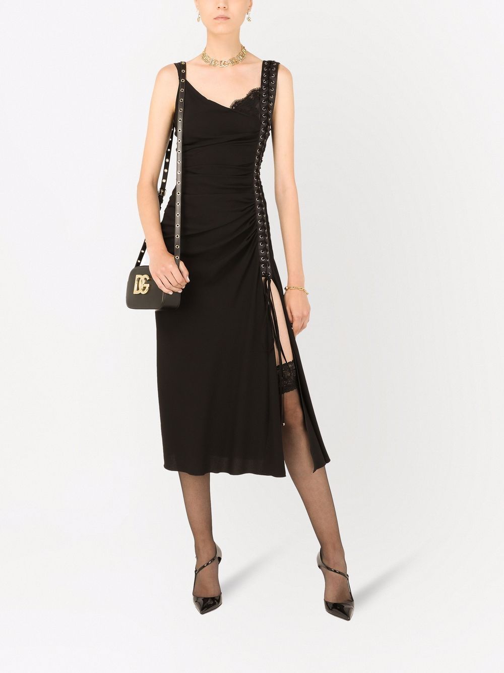 Dolce & Gabbana lace-up sleeveless midi dress - Image 2