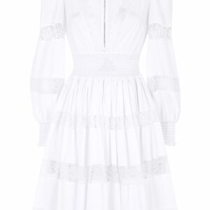 Dolce & Gabbana lace-panel long-sleeve dress