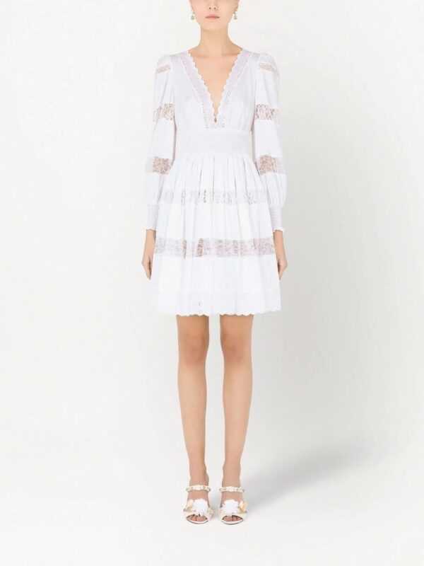 Dolce & Gabbana  lace-panel long-sleeve dress - Image 3