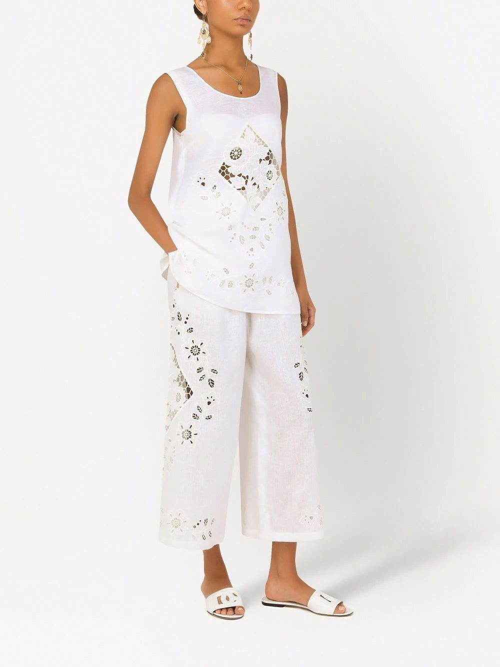 Dolce & Gabbana broderie-anglais longline top - Image 2
