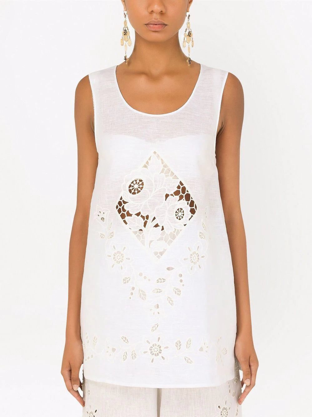 Dolce & Gabbana broderie-anglais longline top - Image 3