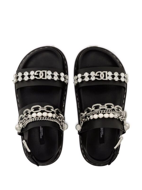 Dolce & gabbana  crystal and pearl embellished strap sandals - Image 4