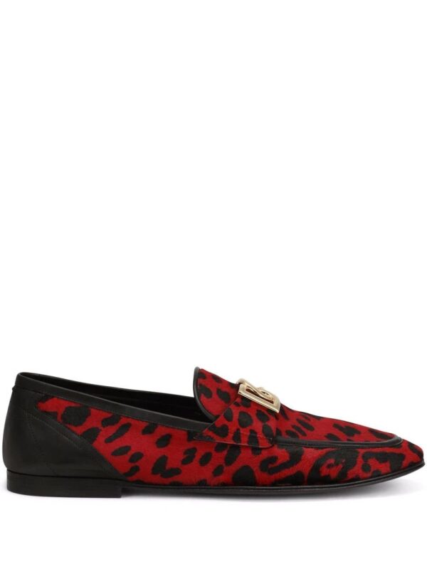 Dolce & Gabbana  leopard-print logo-buckle loafers