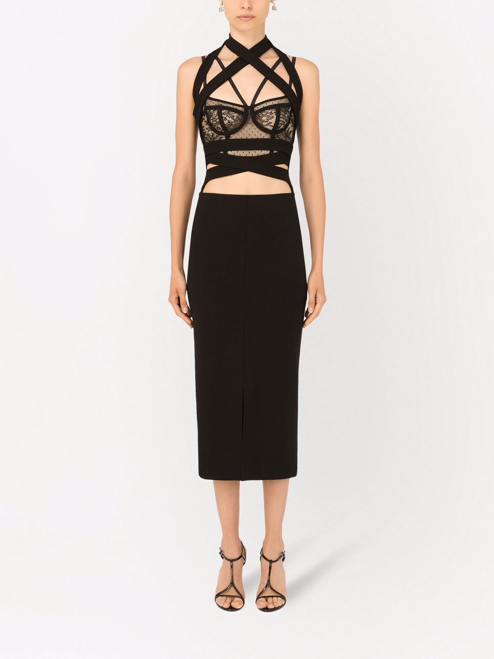 Dolce & Gabbana strap-detail bustier midi dress