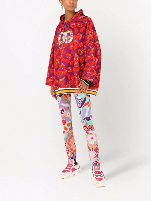 Dolce & Gabbana  poppy-print logo hoodie - Image 2