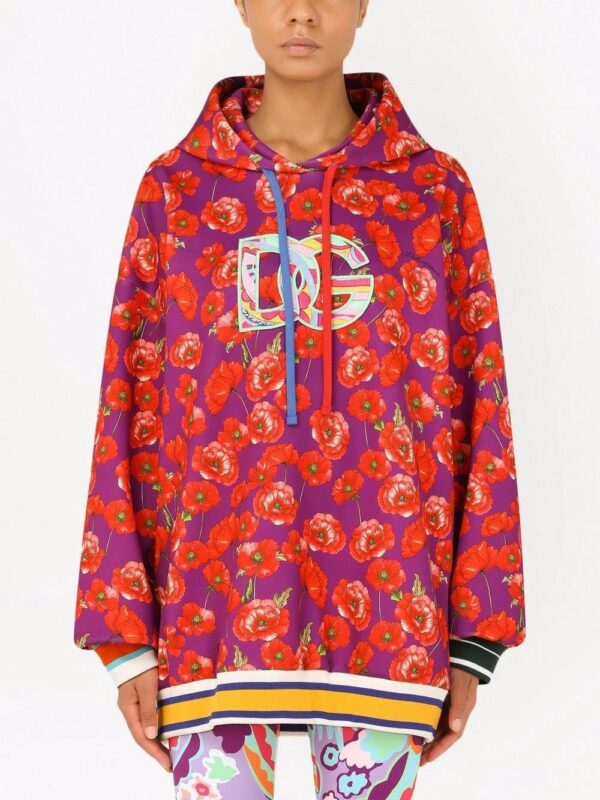 Dolce & Gabbana  poppy-print logo hoodie - Image 3