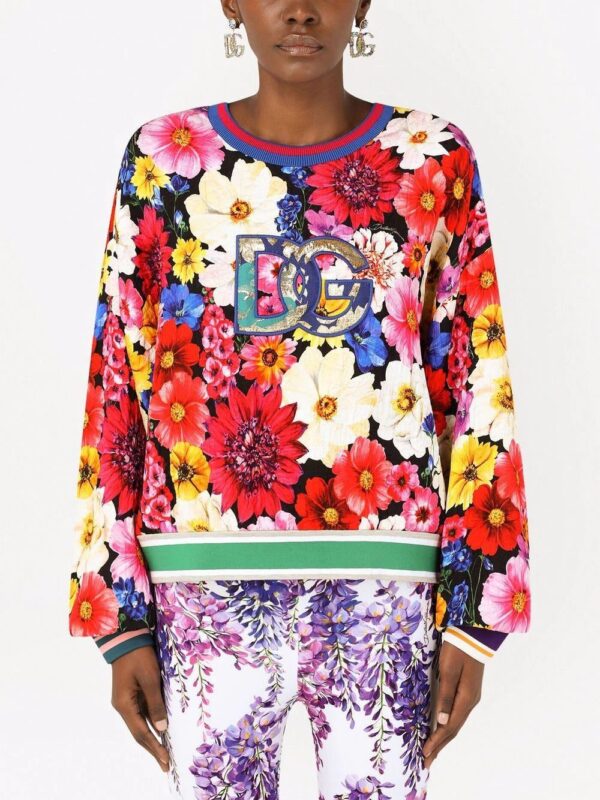 Dolce & Gabbana  floral-print logo sweatshirt - Image 3
