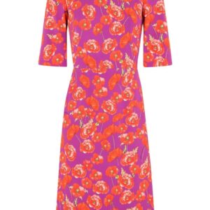 Dolce & Gabbana  poppy-print three-quarter sleeve dress