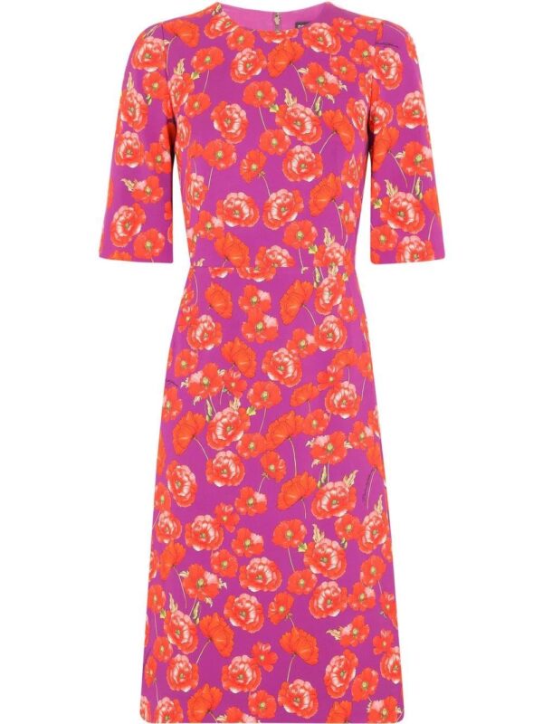 Dolce & Gabbana  poppy-print three-quarter sleeve dress