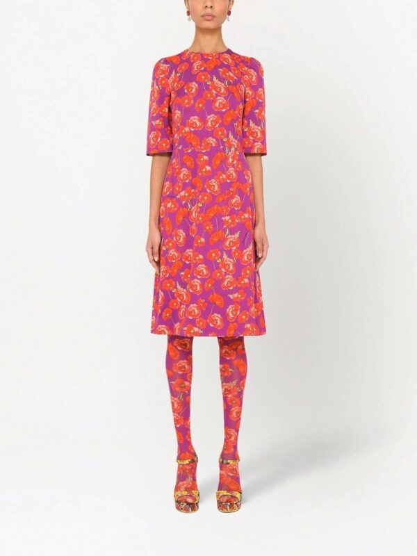 Dolce & Gabbana  poppy-print three-quarter sleeve dress - Image 3