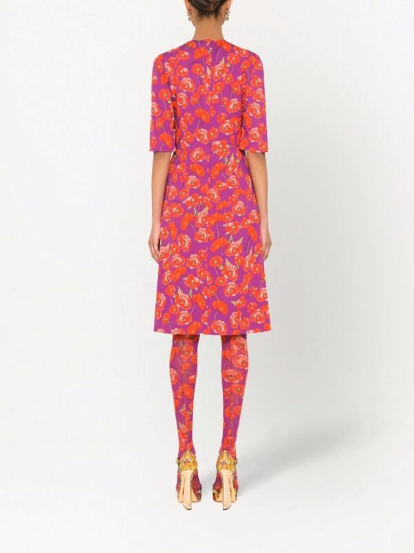 Dolce & Gabbana  poppy-print three-quarter sleeve dress - Image 4