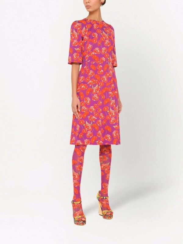 Dolce & Gabbana  poppy-print three-quarter sleeve dress - Image 2