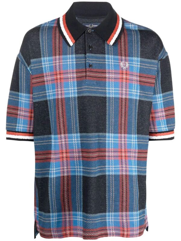 Fred Perry  tartan oversized polo shirt
