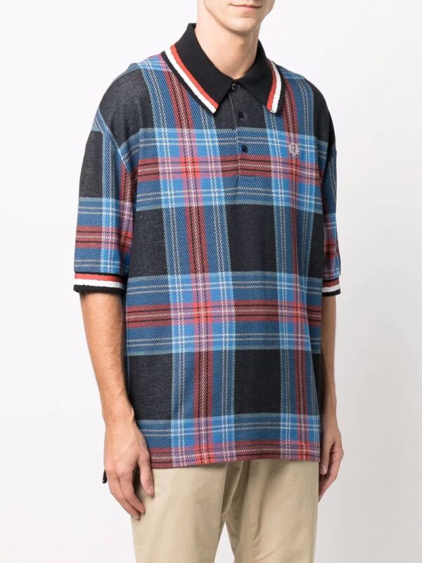 Fred Perry  tartan oversized polo shirt - Image 3