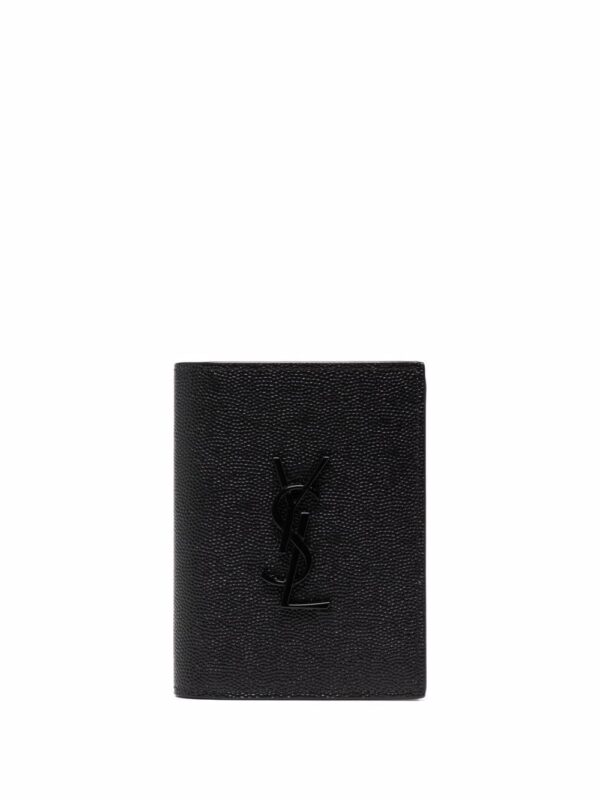 Saint Laurent  Monogram pebbled-leather bi-fold wallet