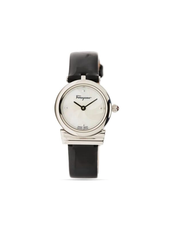 Salvatore Ferragamo Watches  Gancini round leather-strap watch