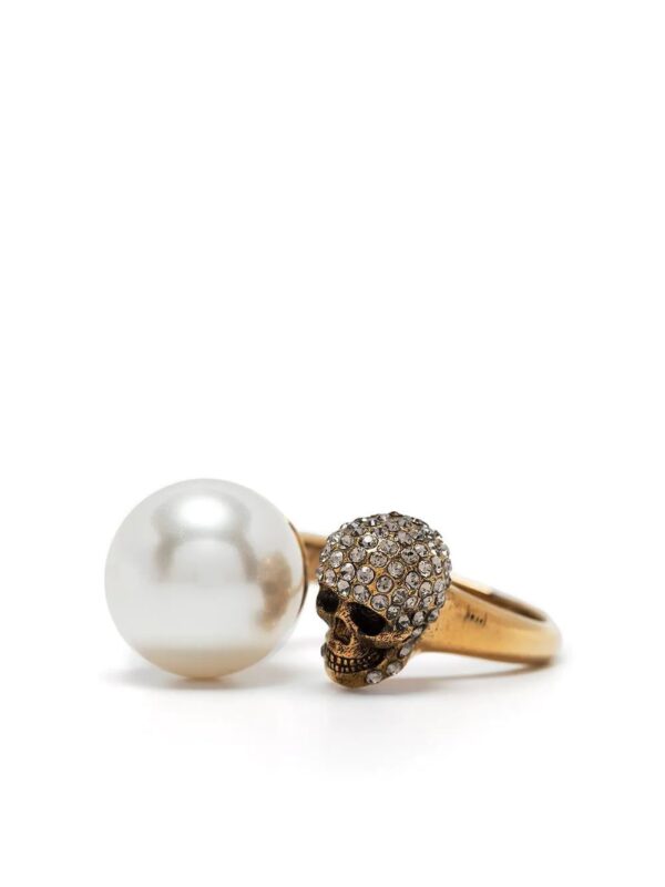 Alexander McQueen  pearl-embellished skull ring