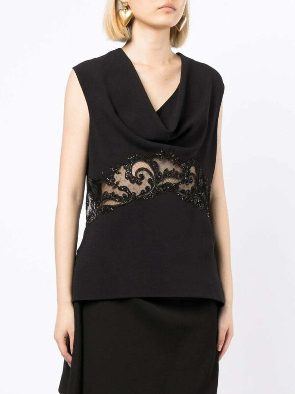 Versace  lace-panelled sleeveless top - Image 3