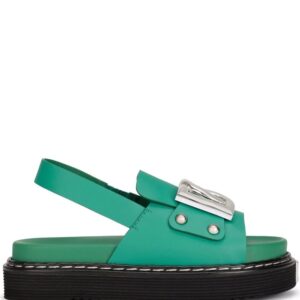 Dolce & gabbana  logo-plaque leather slingback sandals