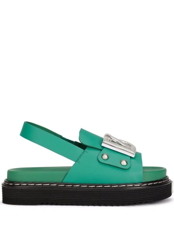 Dolce & gabbana  logo-plaque leather slingback sandals