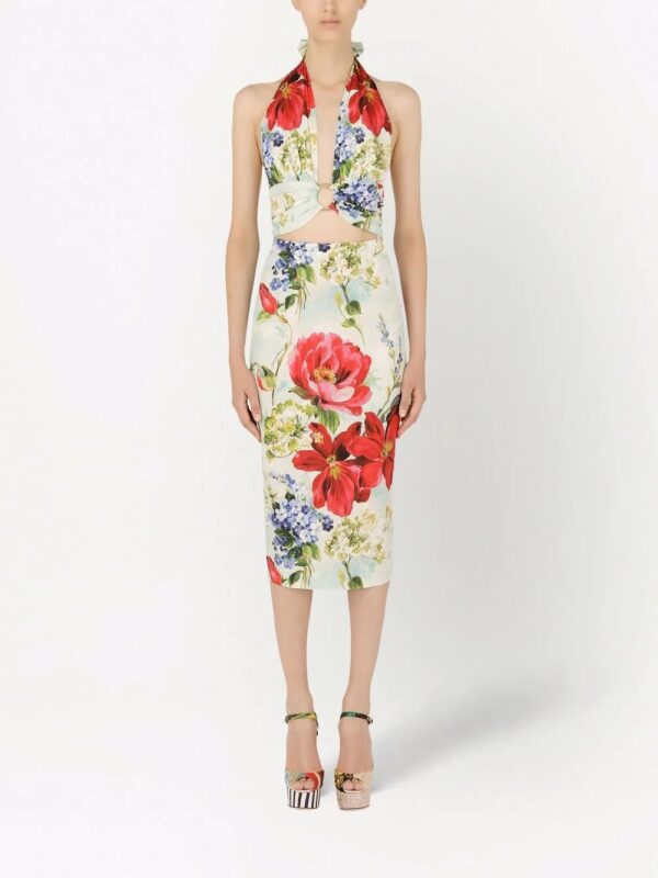 Dolce & Gabbana  floral print halterneck midi dress - Image 3