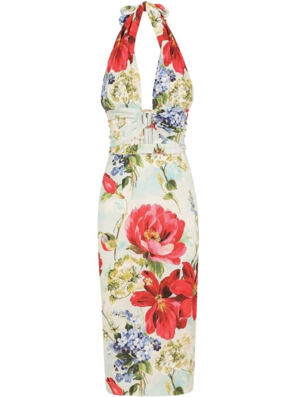 Dolce & Gabbana  floral print halterneck midi dress