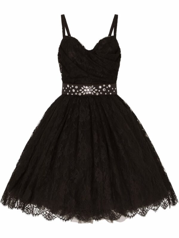 Dolce & Gabbana sweetheart-neck chantilly-lace minidress
