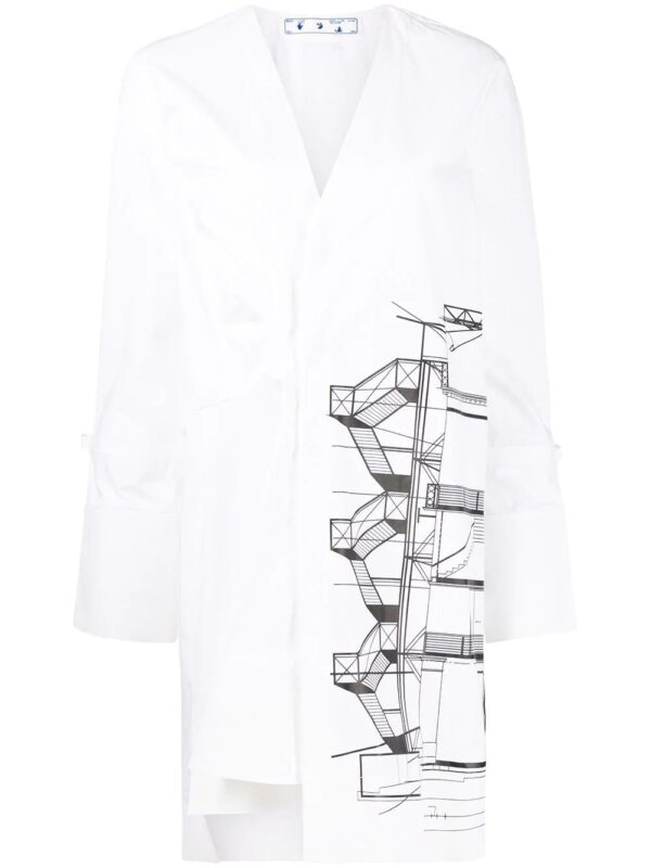 Off-White  graphic-print tied-sleeves mini dress