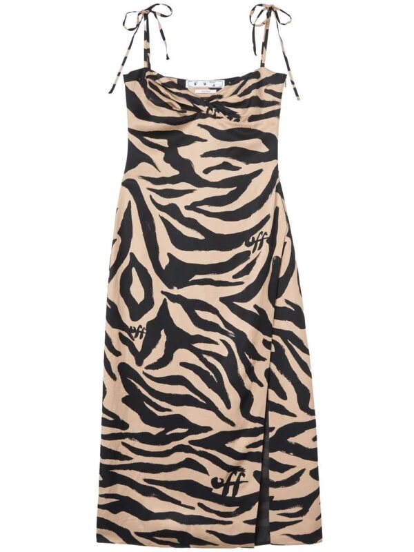 Off-White  zebra print side-slit dress